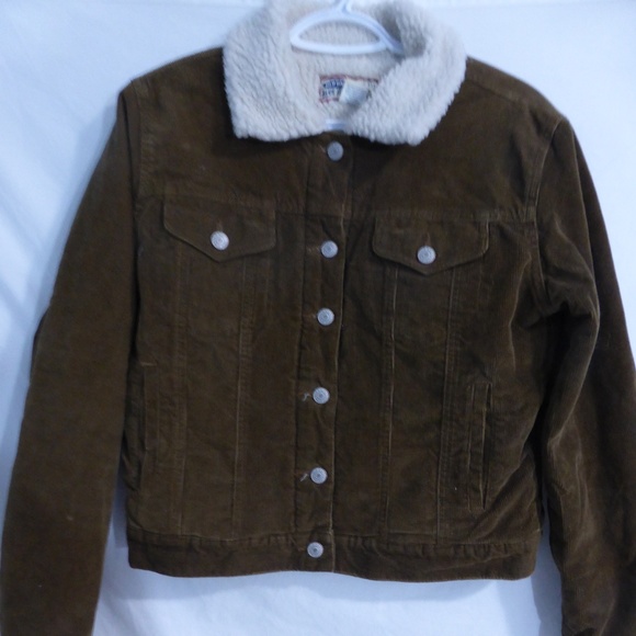 OLD NAVY brown corduroy button up jacket w sherpa